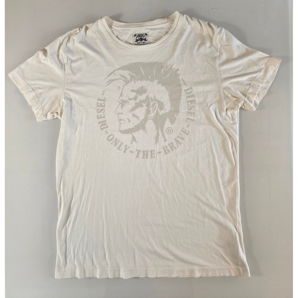 Diesel Only The Brave Mohawk Graphic T-Shirt Mens Off White Cream L